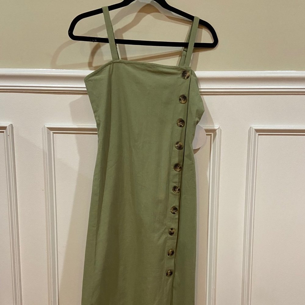 NWTS Linen Lux Sage Green Cotton Sheath Dress Sz